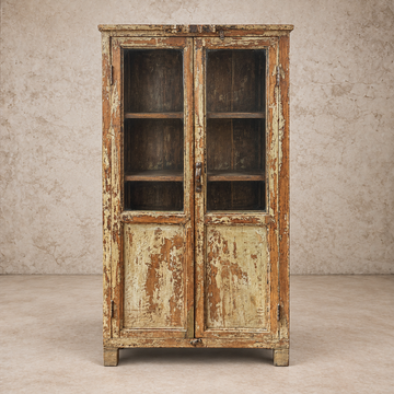 Cute Two Glass Door Wood Cabinet