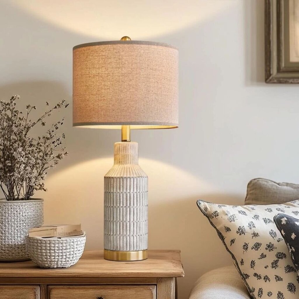 Gorgeous White Washed Table Lamp