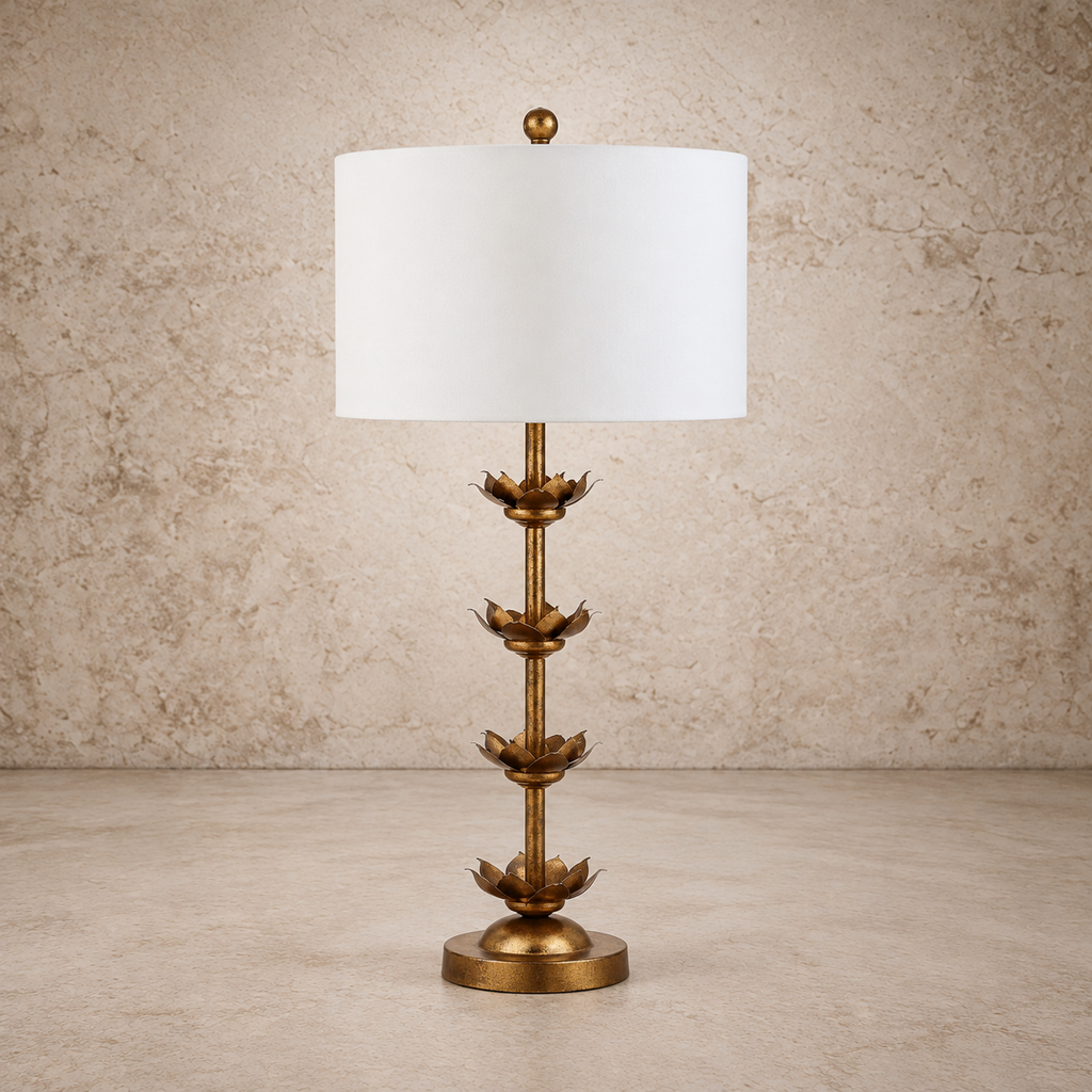 Beautiful Antique Gold Leaf Table Lamp