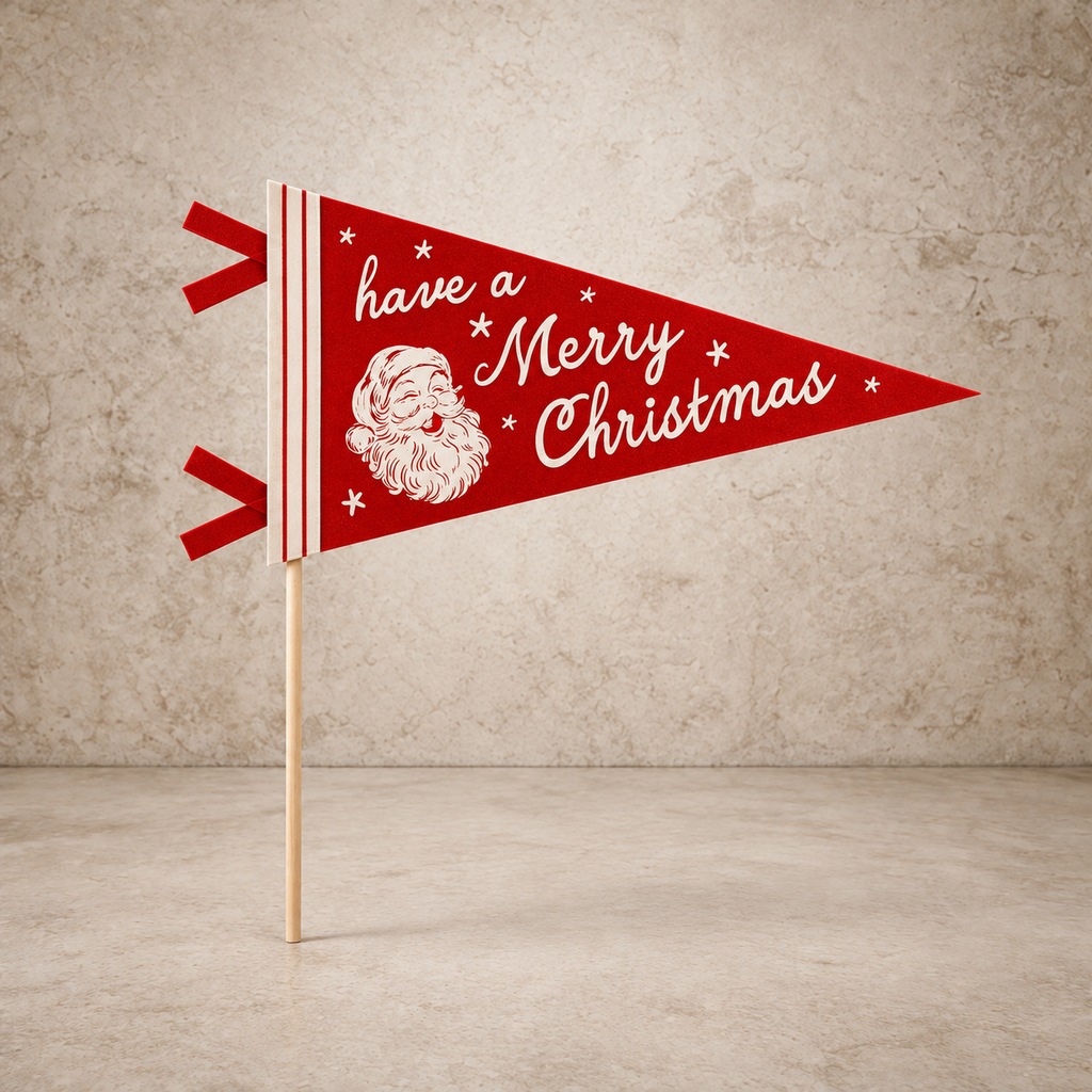Red Merry Christmas Felt Pennant