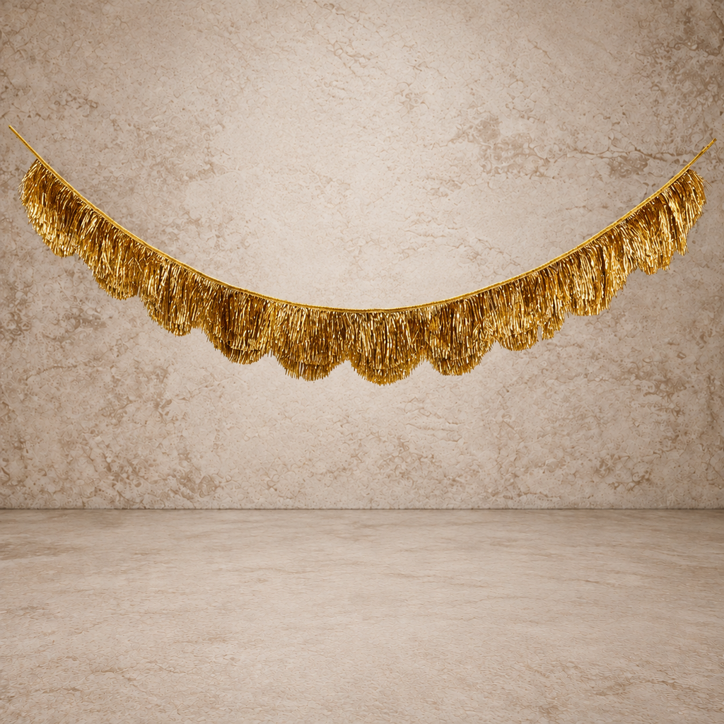 Gold Scalloped Tinsel Banner