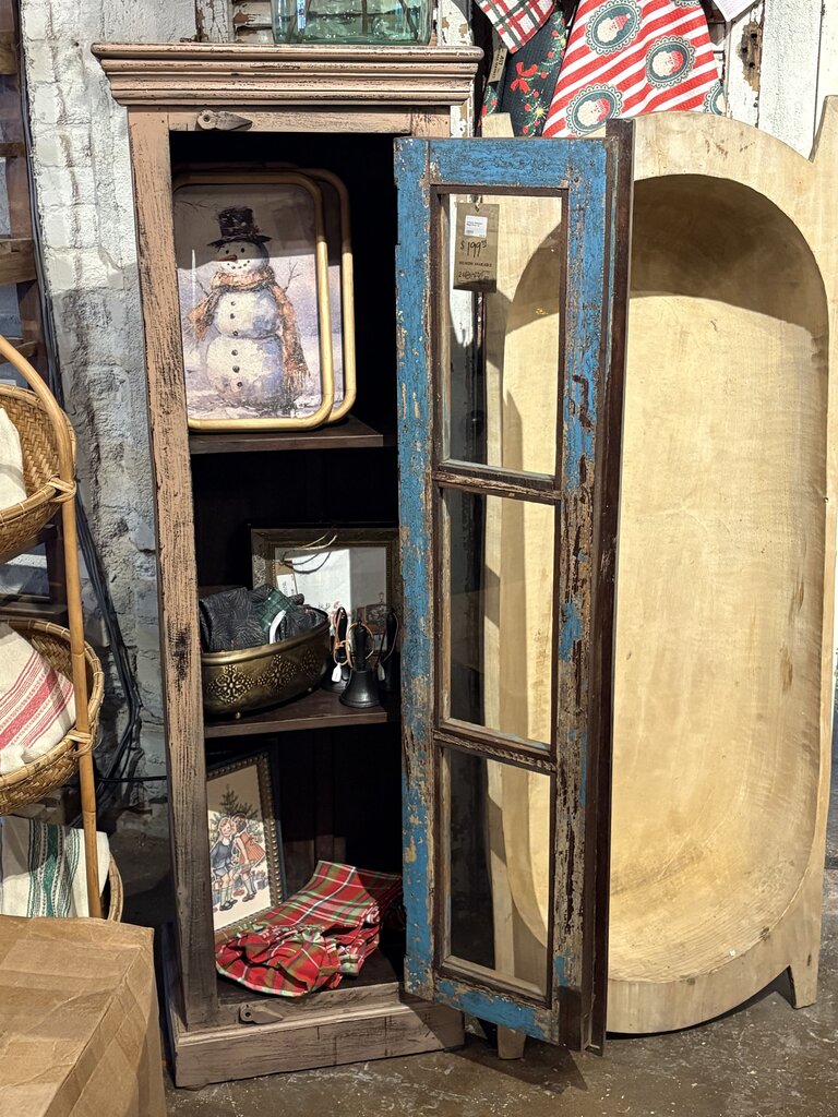 Cute Slim Glass Door Mini Cabinet