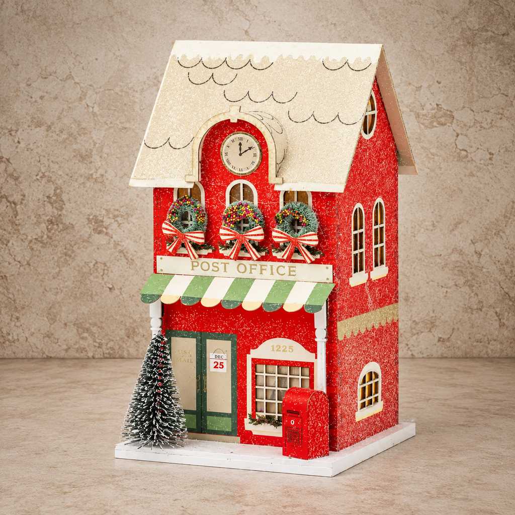Red Post Office Light Up Village House