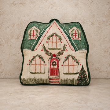 Christmas Cottage Shaped Pillow