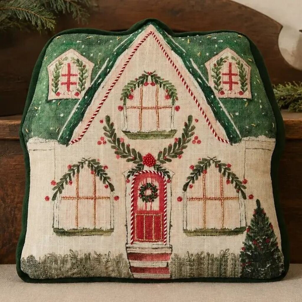 Christmas Cottage Shaped Pillow