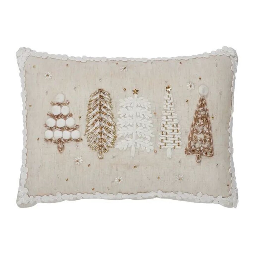 Cream Five Christmas Trees Lumbar Pillow