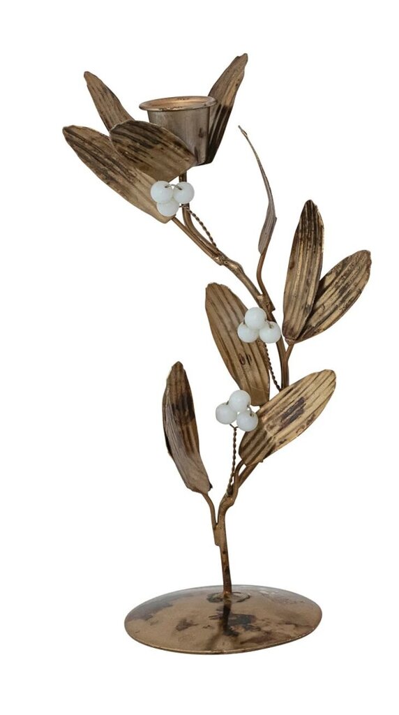 Metal Mistletoe Taper Holder