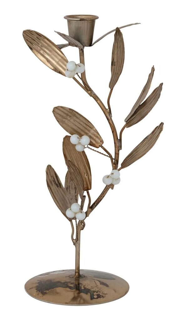 Metal Mistletoe Taper Holder