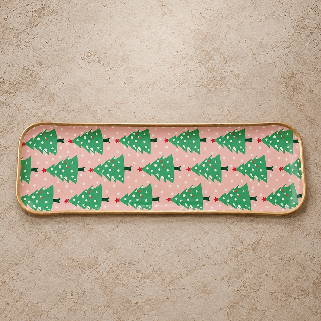 Enameled Metal Tree Patter Tray