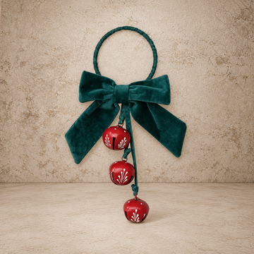 Hand Painted Metal Jingle Bell Bow Door Hanger