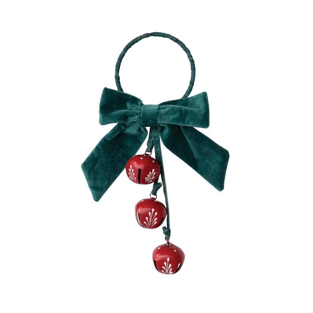 Hand Painted Metal Jingle Bell Bow Door Hanger