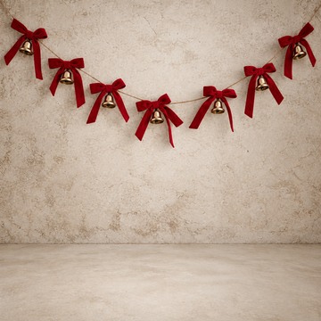 Metal Bell Garland w/ Red Velvet Bows