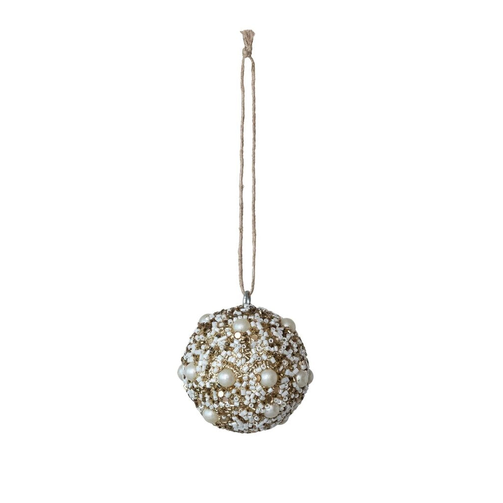 Glass Beaded w/ Faux Pearls Ornament