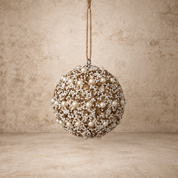 Glass Beaded w/ Faux Pearls Ornament
