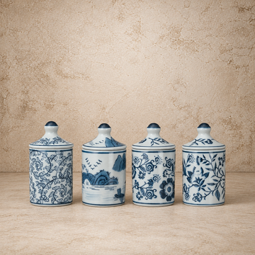 Hand Painted Stoneware Spice Jar- Asst