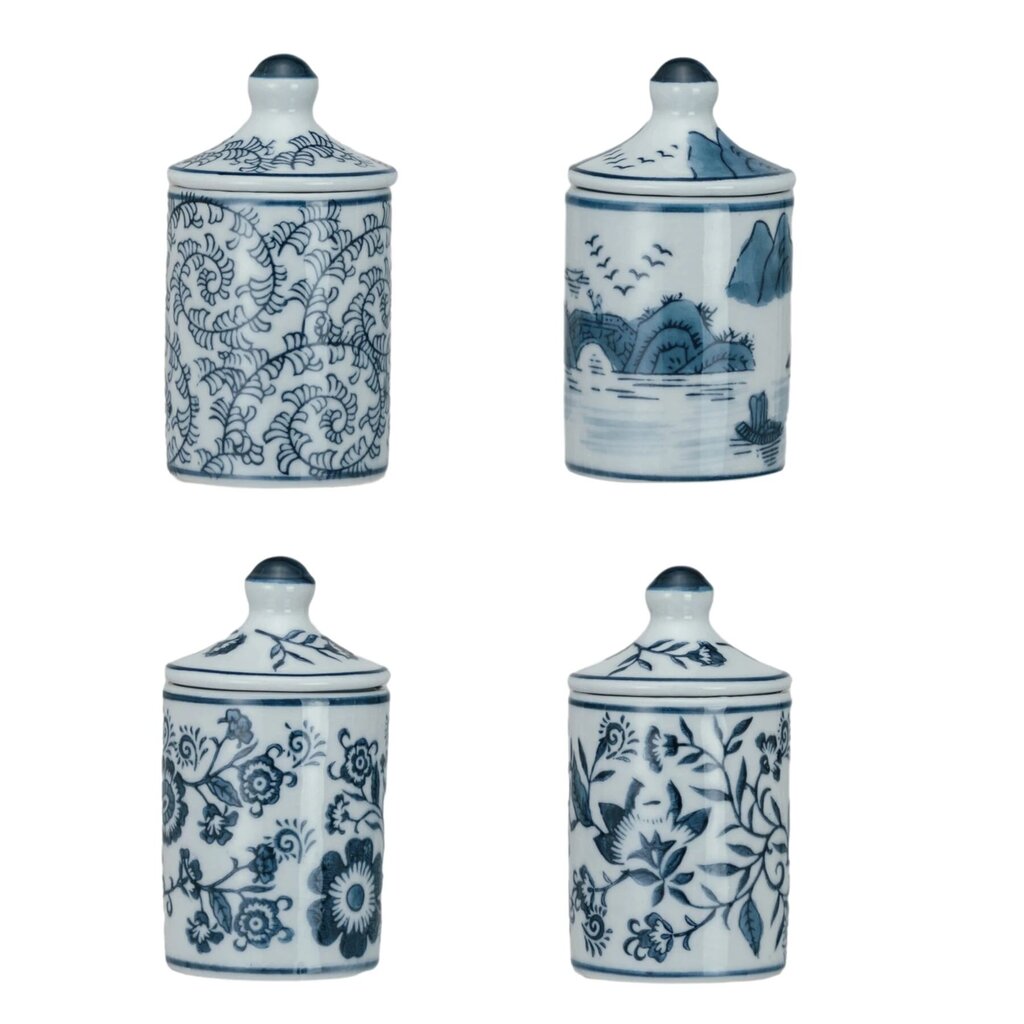 Hand Painted Stoneware Spice Jar- Asst