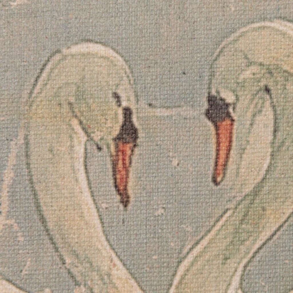 Carved Wood + Canvas Scroll Wall Decor with Swans
