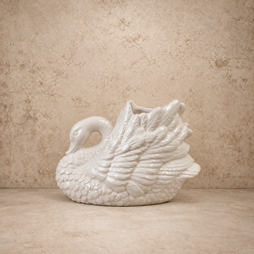 White Stoneware Swan Shaped Vase