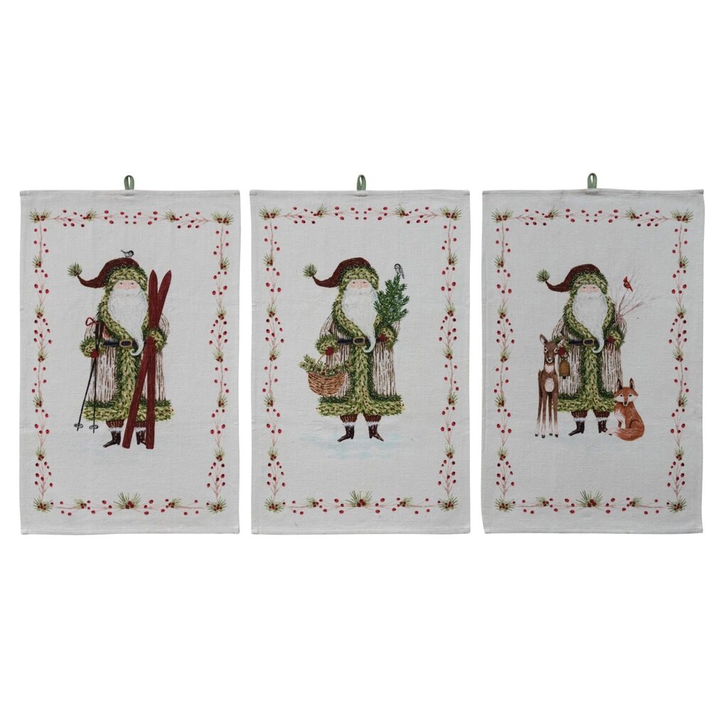 Assorted Slub Tea Towel with Santa