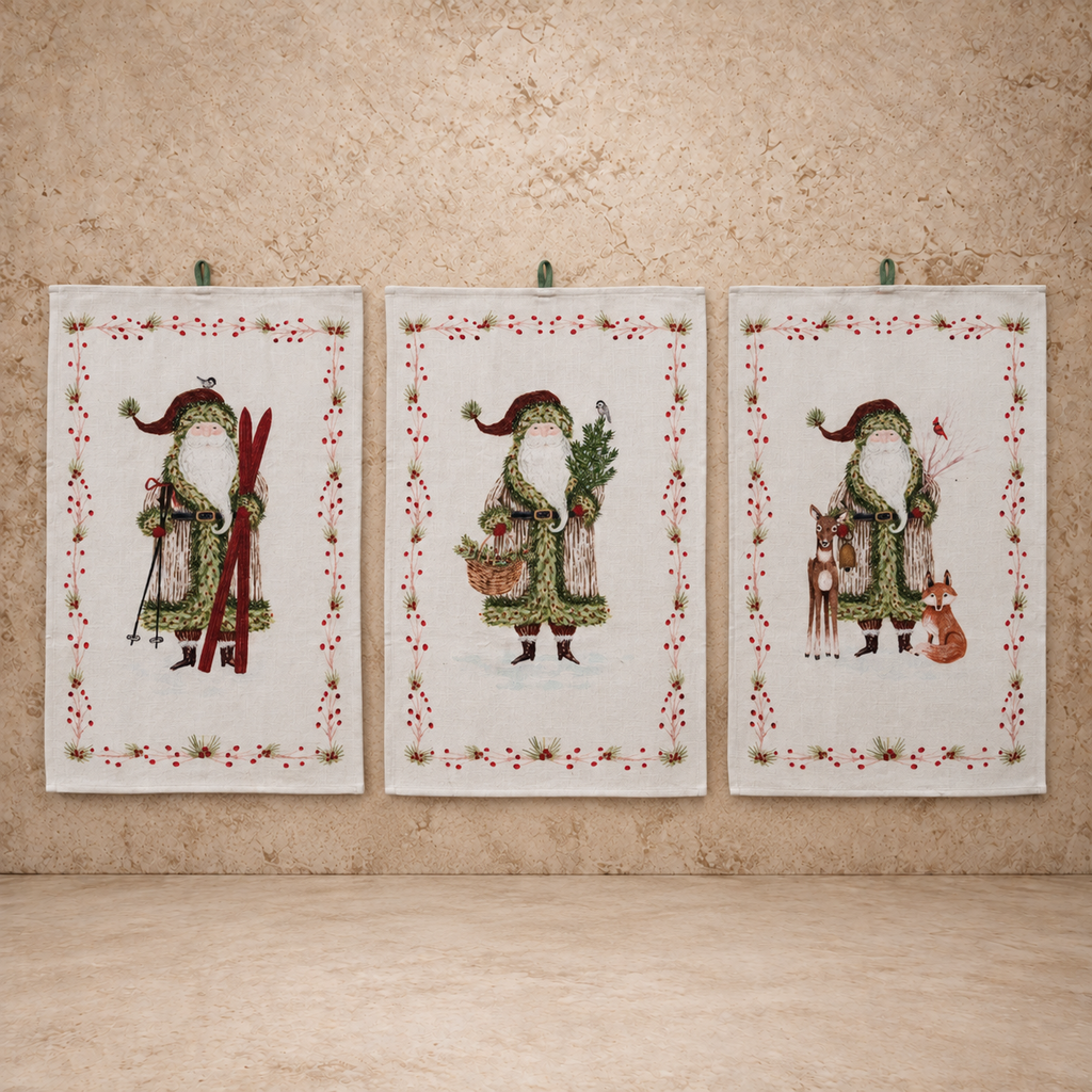 Assorted Slub Tea Towel with Santa