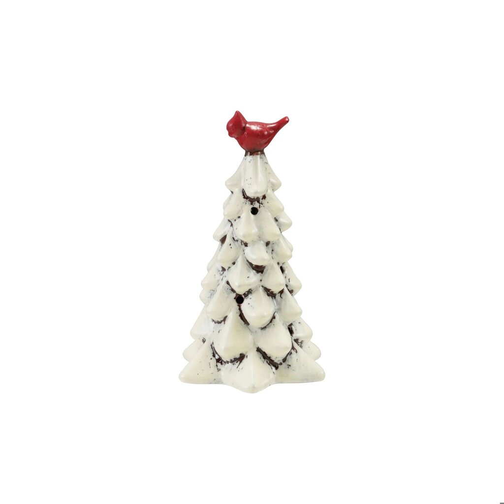 Hand Painted Ceramic White Tree + Bird