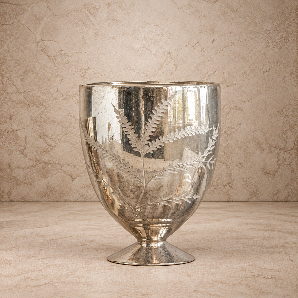 Antique Silver Mercury Glass Footed Vase