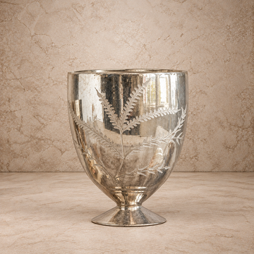 Antique Silver Mercury Glass Footed Vase