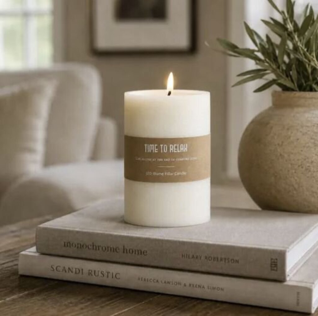 6"H Wide LED Pillar Candle