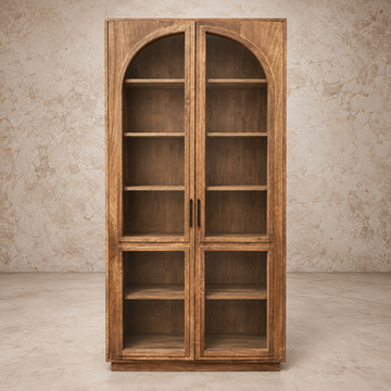 Tall Two Arched Glass Door Cabinet