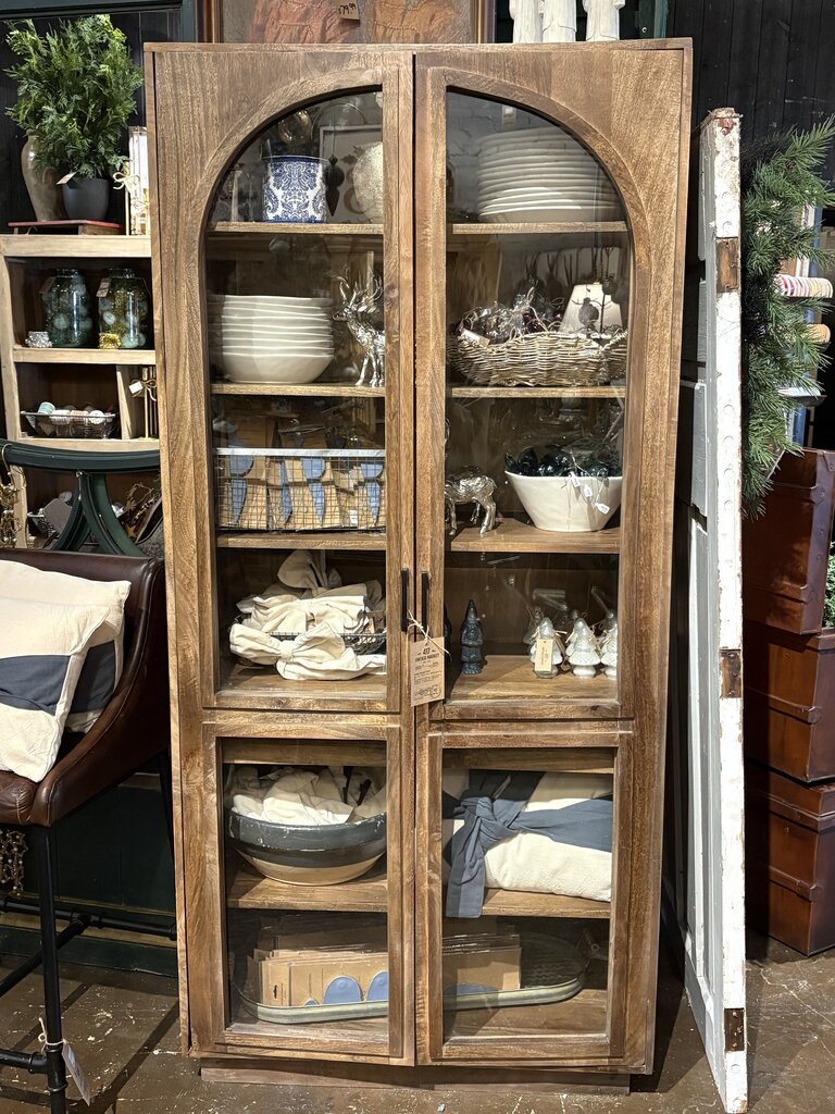 Tall Two Arched Glass Door Cabinet