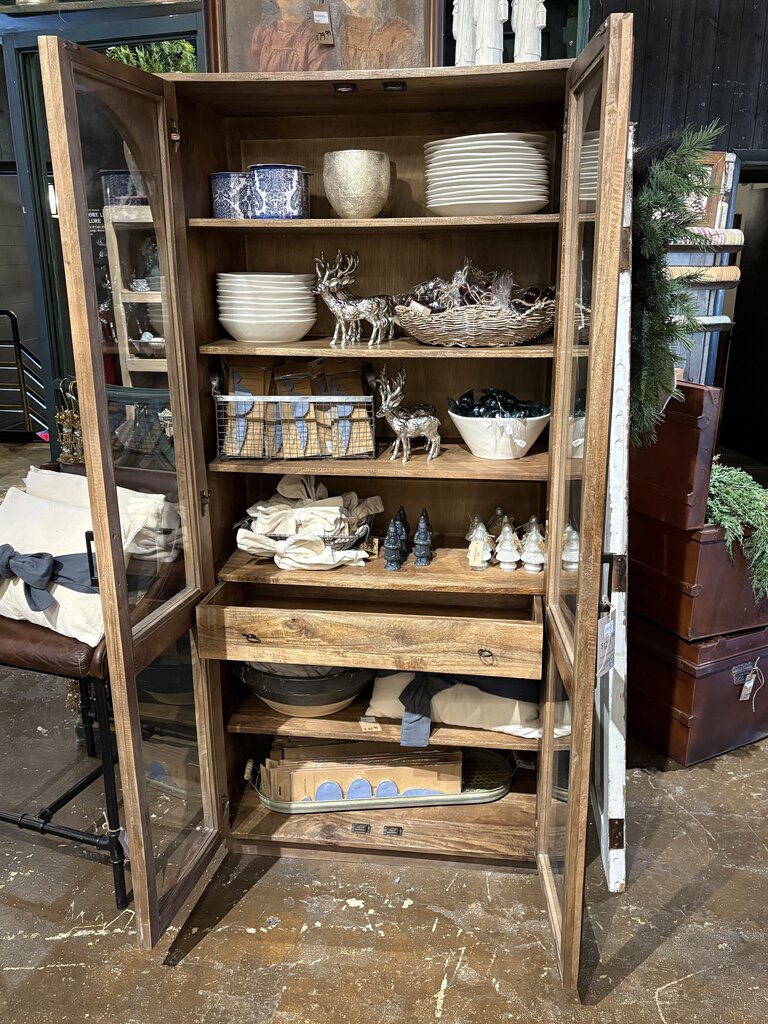 Tall Two Arched Glass Door Cabinet