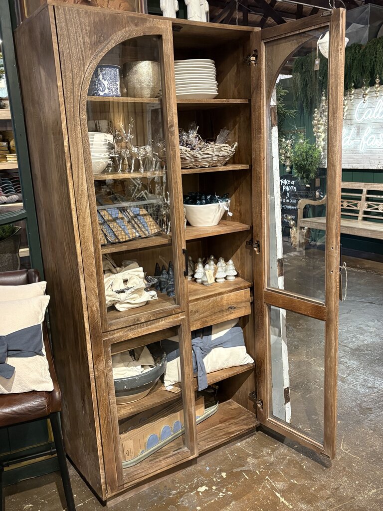 Tall Two Arched Glass Door Cabinet