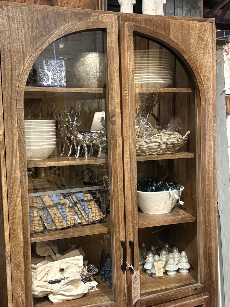 Tall Two Arched Glass Door Cabinet