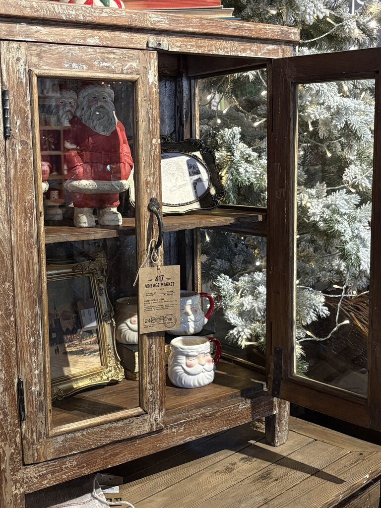 Pretty Light Wood Two Glass Door Cabinet