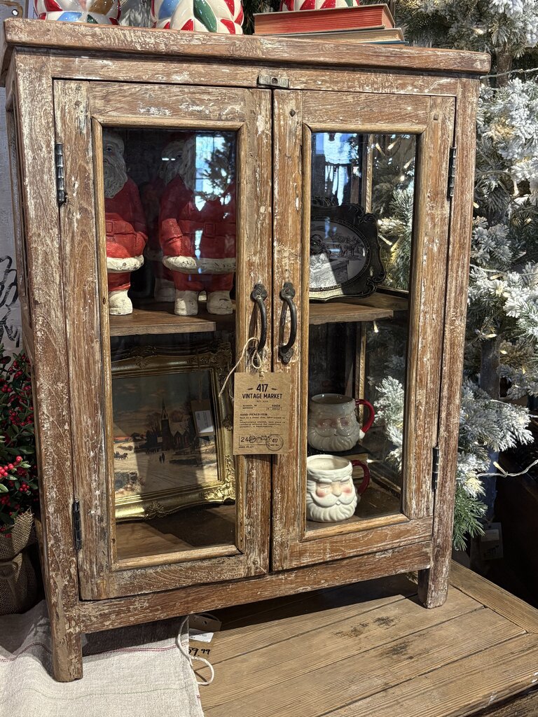 Pretty Light Wood Two Glass Door Cabinet