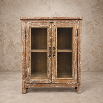 Pretty Light Wood Two Glass Door Cabinet