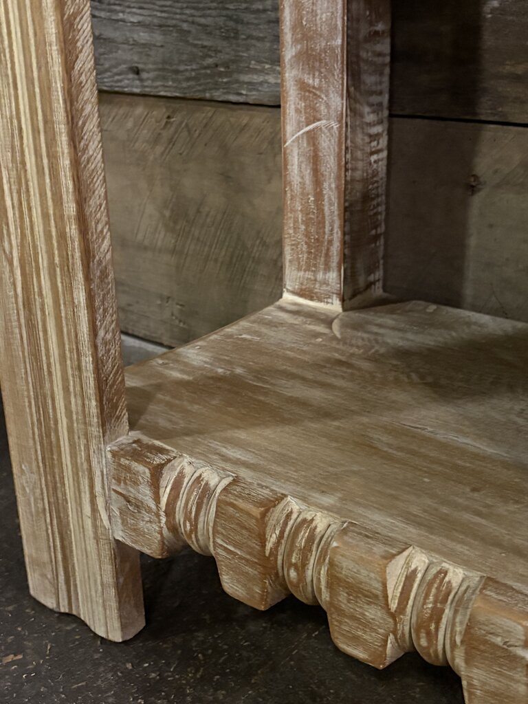 Light Wood Carved Open Sideboard with Four Drawers