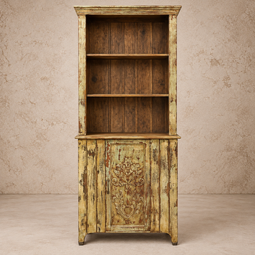 Beautiful Carved Wood Single Door Bookshelf