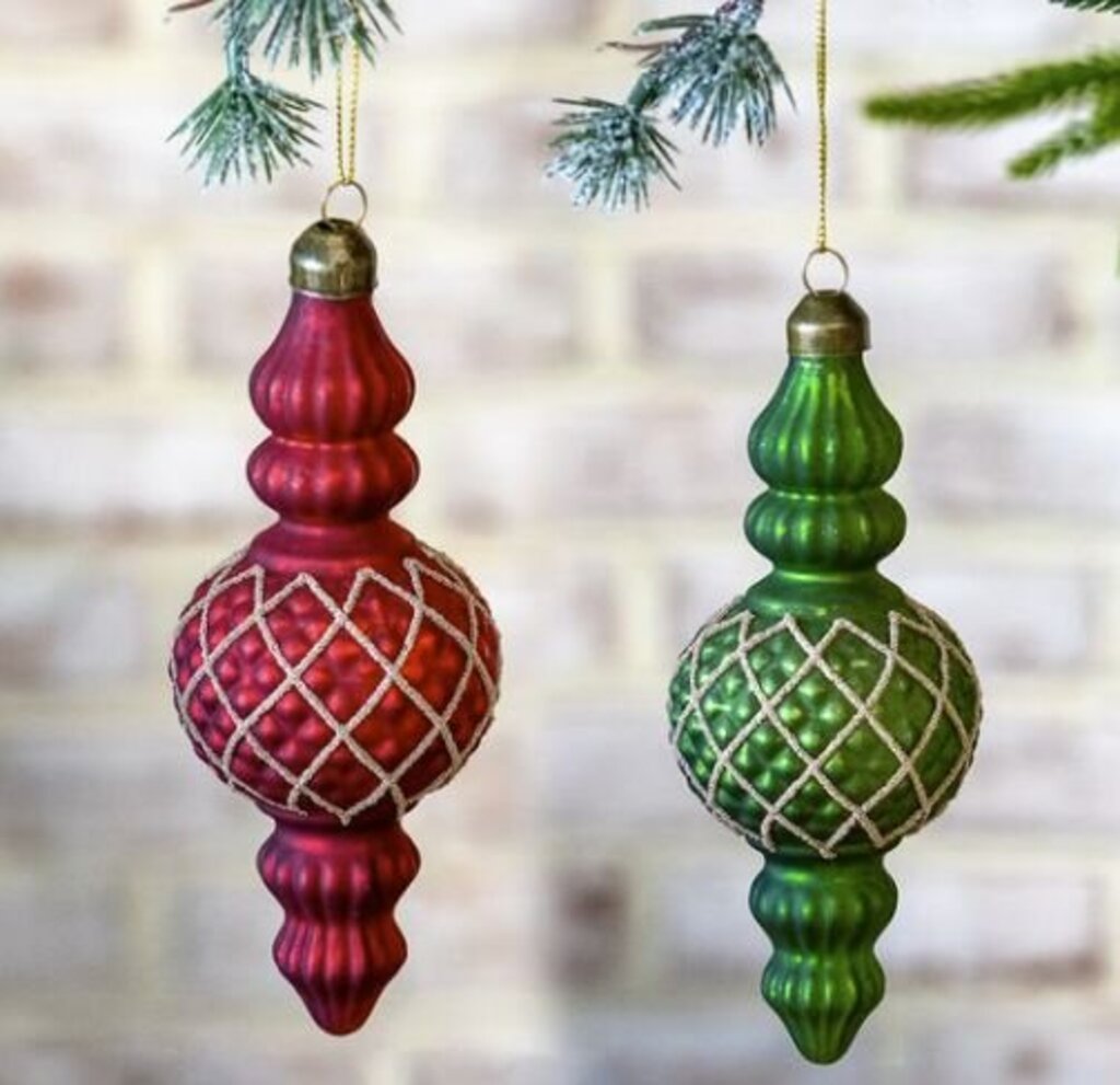 6" Finial Check Ornament