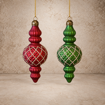 6" Finial Check Ornament