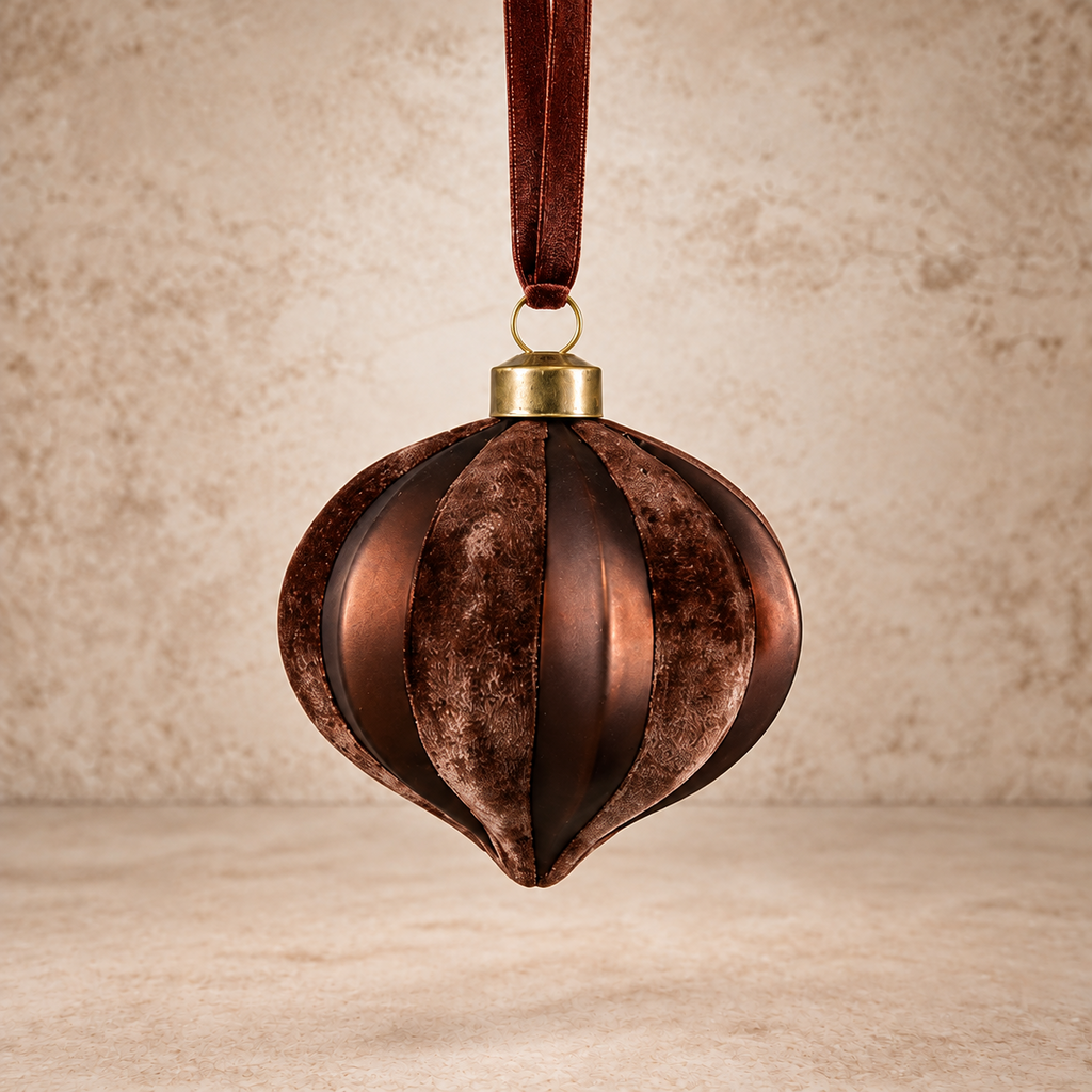 Velvet + Glass Striped Teardrop Ornament