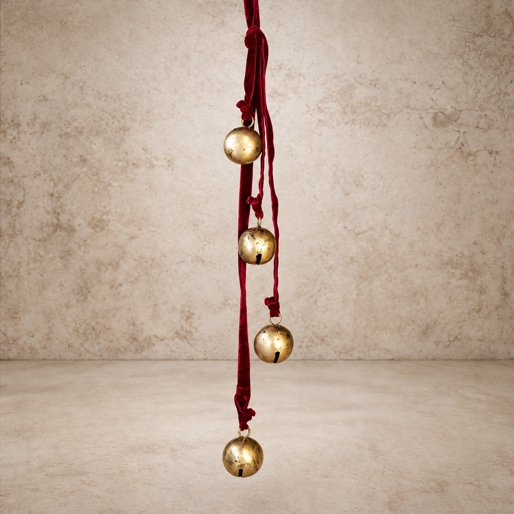 Burnt Gold Maroon Velvet Four Bell Hanger