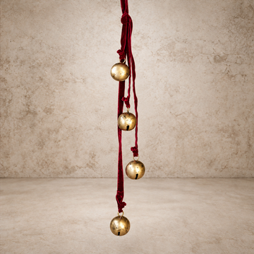 Burnt Gold Maroon Velvet Four Bell Hanger