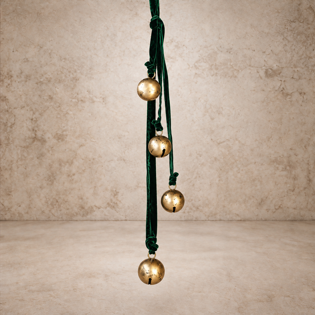 Burnt Gold Green Velvet Four Bell Hanger