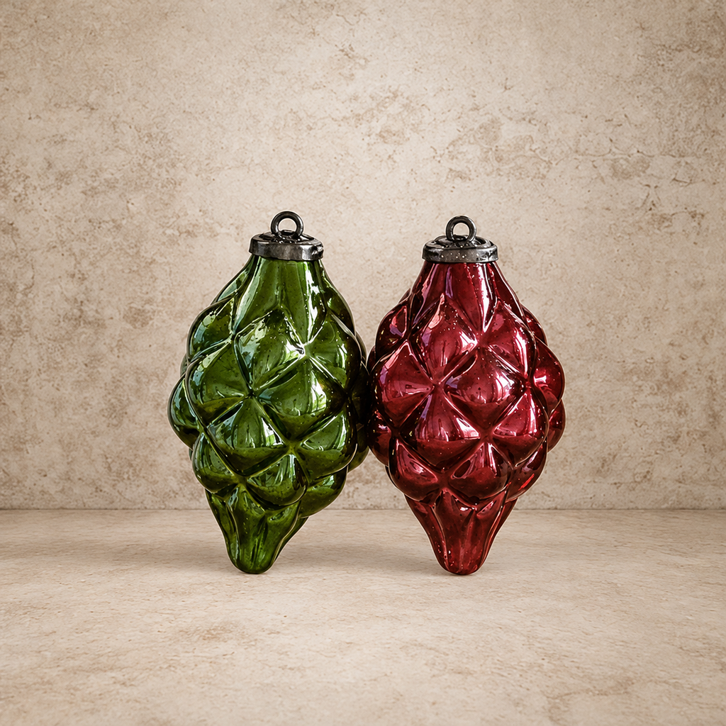 Colored Glass Check Ornament