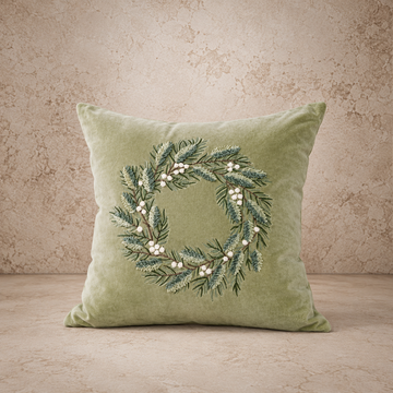Green Leaf Wreath Pillow