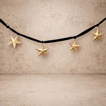 60" Green Velvet Garland with Gold Stars