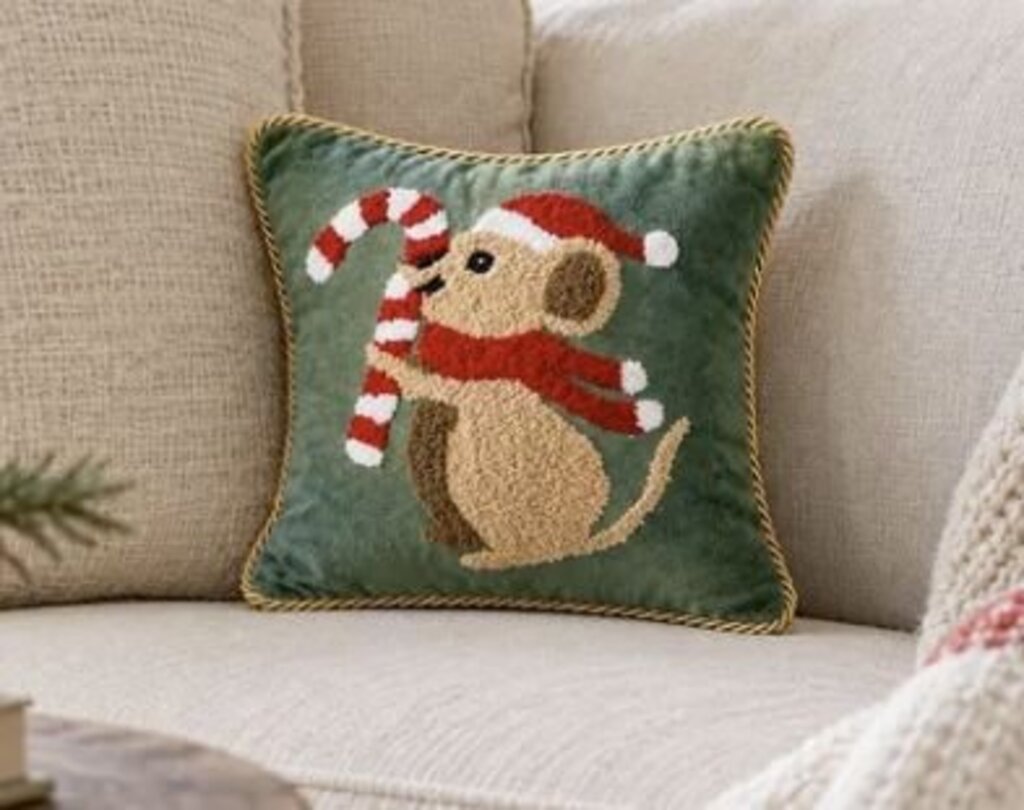 Velvet Christmas Mouse Pillow