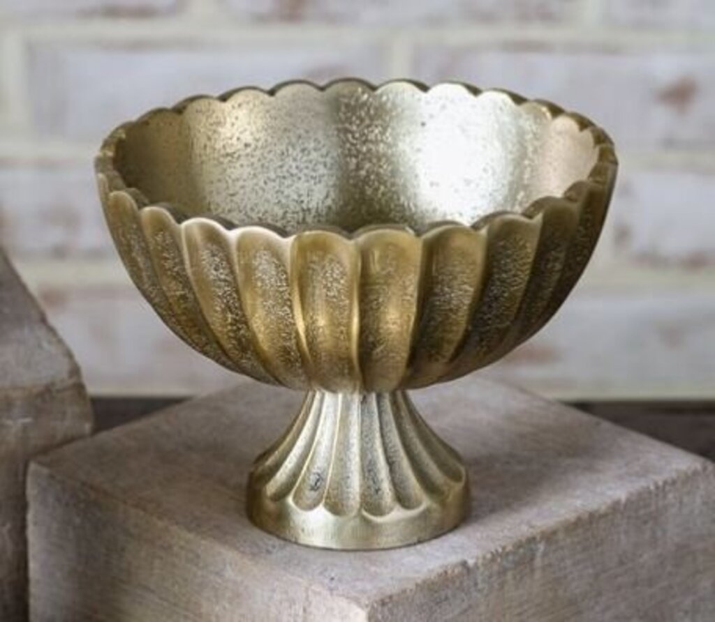6" Gold Stripe Footed Bowl