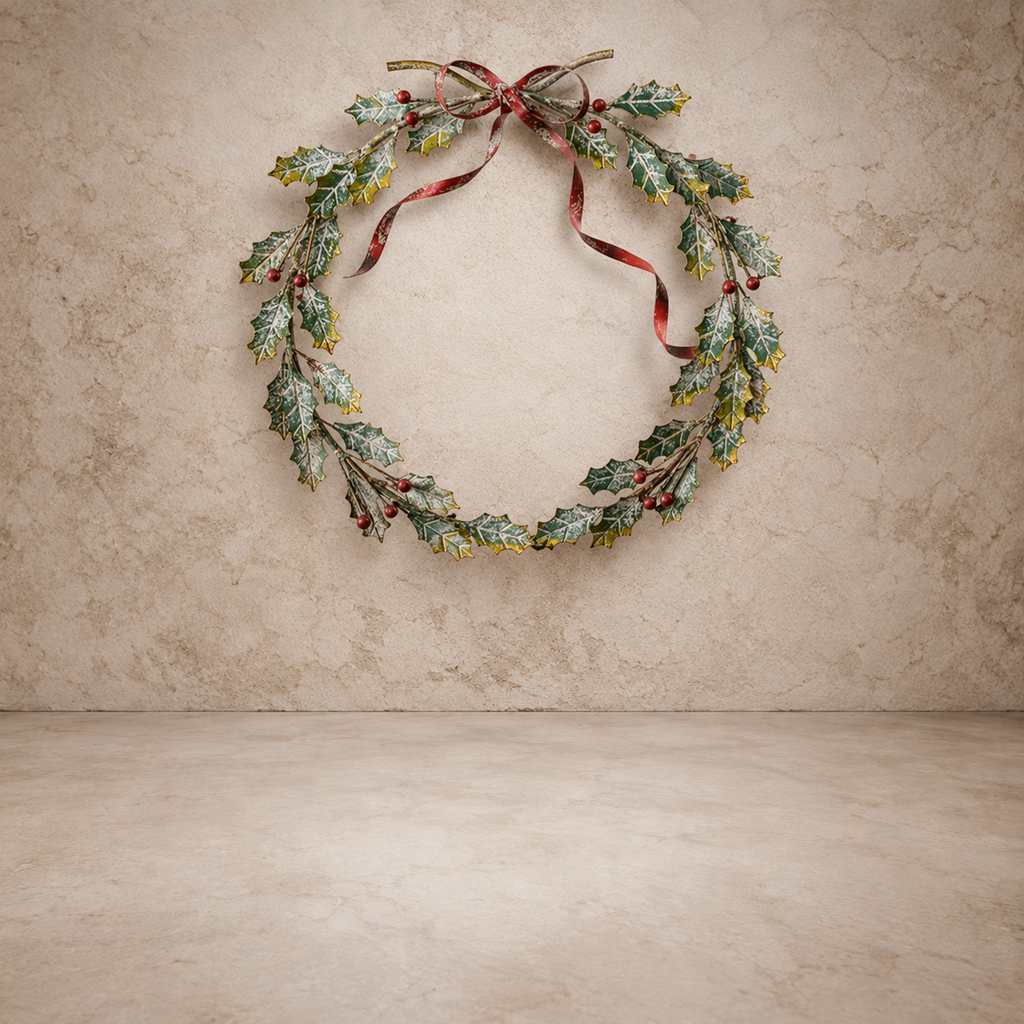 16" Holly Tin Wreath